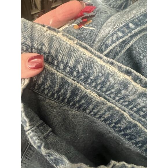 CHRISTOPHER & BANKS Vintage Christmas Appliqué Wide Leg Denim Jean Overalls Sz L - Picture 16 of 16